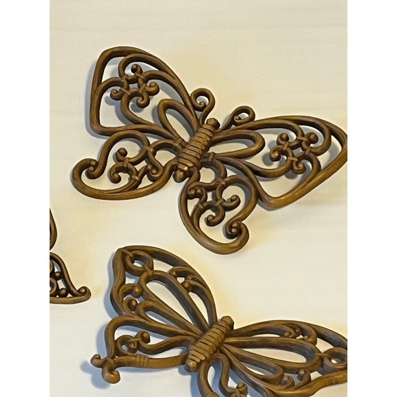 Vtg Syroco Homco Butterfly Plastic Wall Hanging Decor Set of 3 - Picture 2 of 7